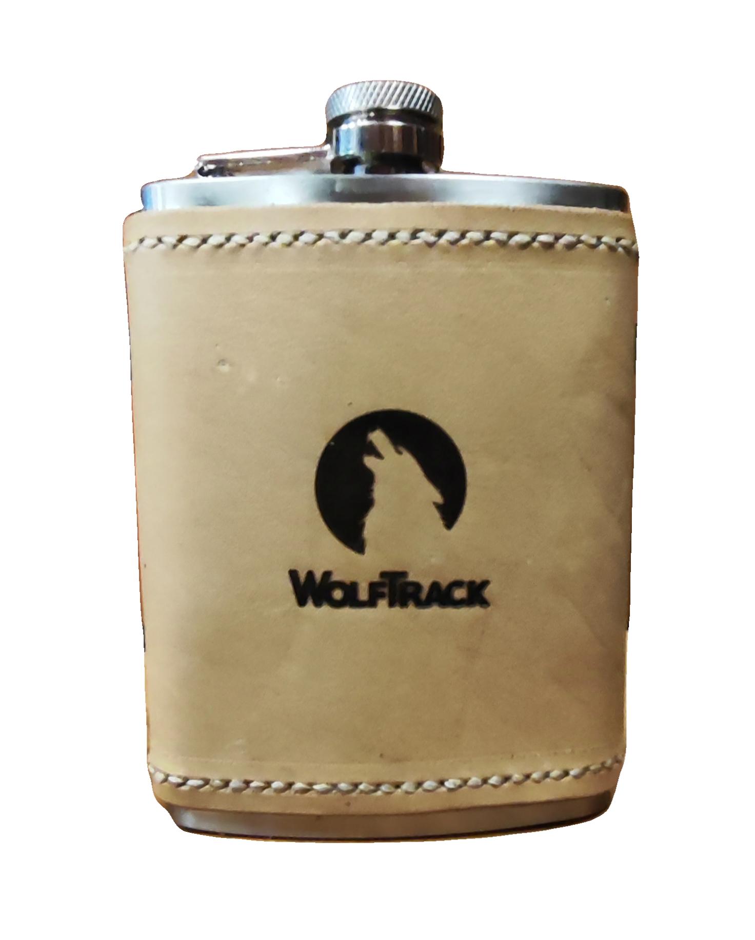 WOLFTRACK%207oz%20ÇELİK%20İÇKİ%20MATARASI%20NATUREL%20DERİ