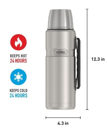 THERMOS SK2010 STAINLESS KING LARGE MATTE STAINLESS STEEL 1.2 LT. 163963-AK